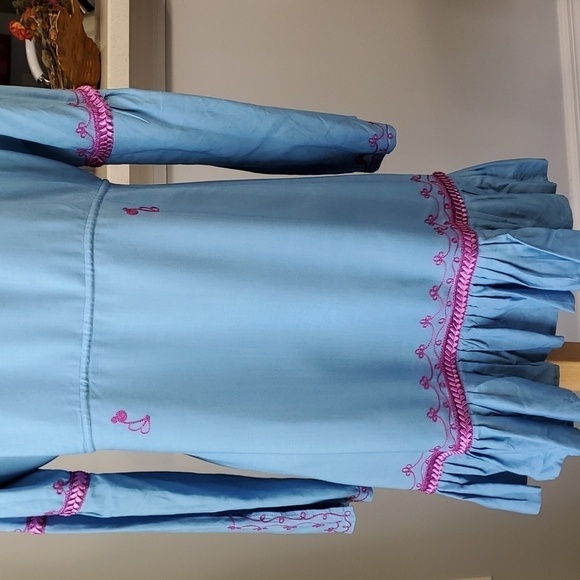 Mods international Bohemian, style dress, medium blue with purple enbroidery. M - Picture 8 of 12